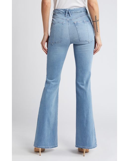 GOOD AMERICAN Blue Good Legs Split Back Pocket Flare Jeans