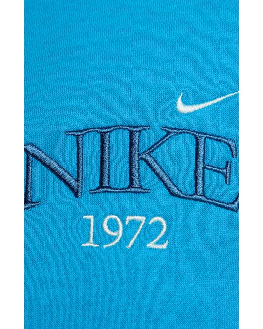 Nike Blue Phoenix Fleece Varsity Oversize Crewneck Sweatshirt
