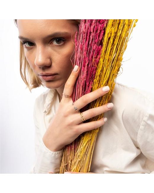 Spero London Pink Sterling Pave Jewelled Safety Pin Ring