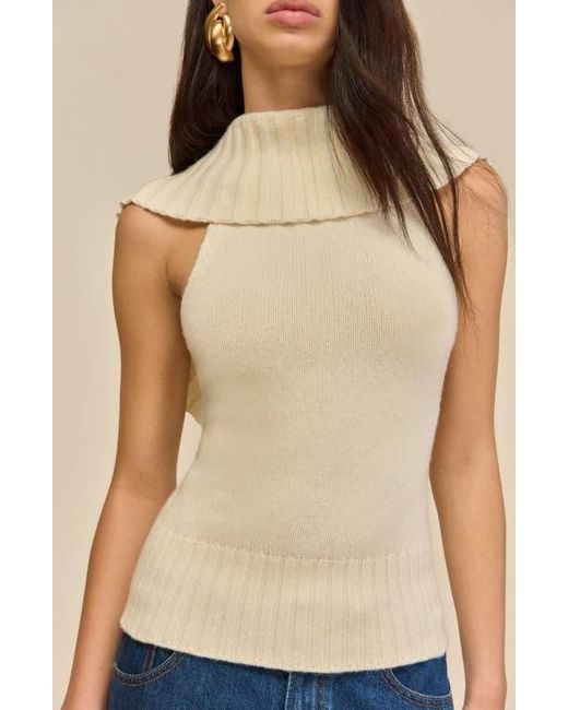 Cult Gaia Blue Chen Cowl Neck Wool Blend Top