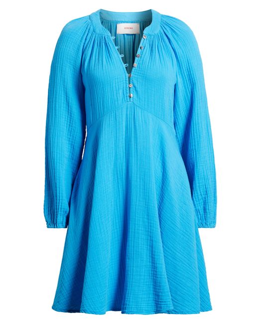 Xirena Blue Xírena Lucinda Long Sleeve Cotton Gauze Minidress