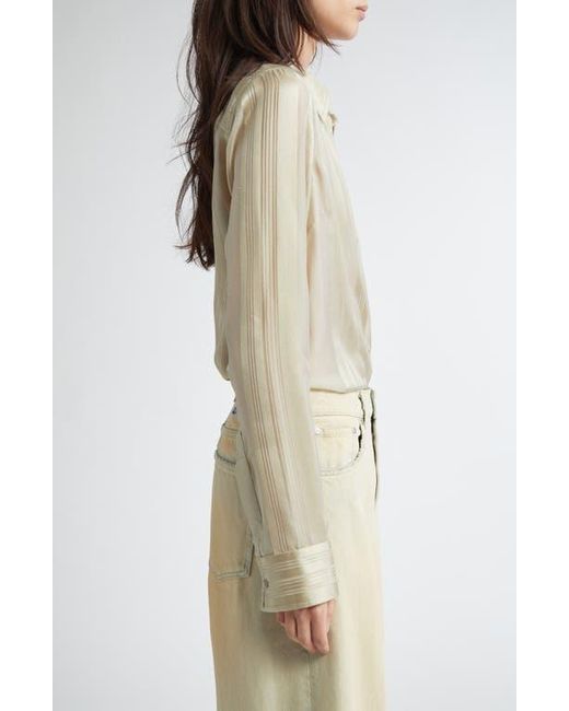 Stella McCartney Natural Variegated Stripe Silk Button-Up Shirt