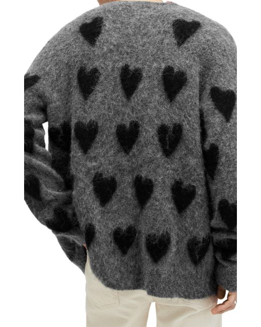 AllSaints Black Amore Fuzzy Heart Cardigan for men