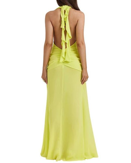 House Of Cb Olessia Plunge Halter Maxi Dress in Yellow | Lyst