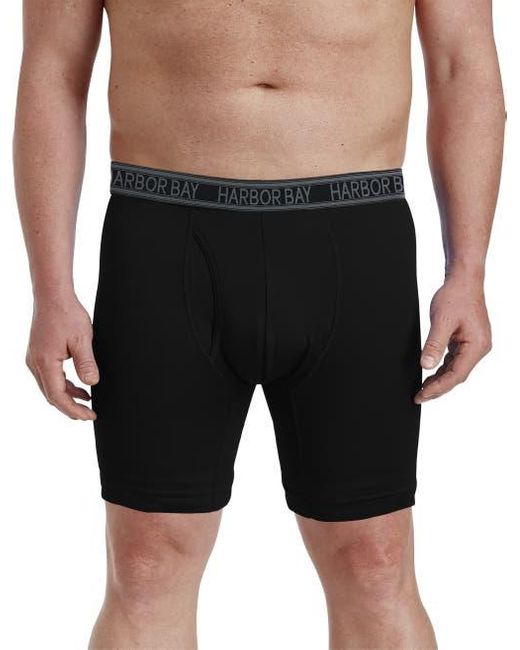 Harbor Bay by DXL Black Performance Solid Boxer Brief for men