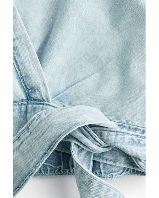 H&M Blue Denim Wrap Blouse