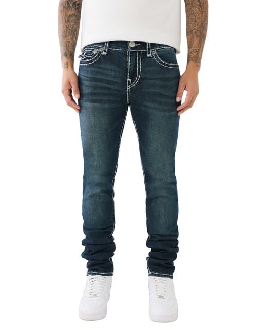 True Religion Blue Rocco Stacked Super T Skinny Jeans for men