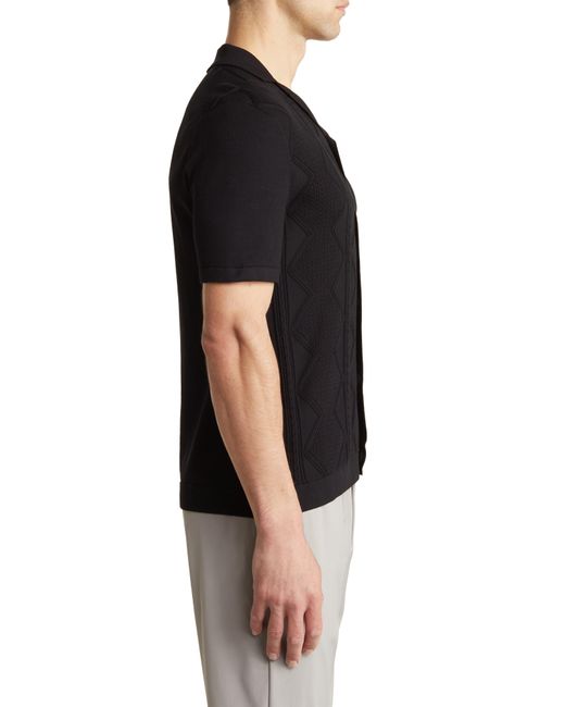Reiss Black Fortune Cable Cotton Polo Sweater for men
