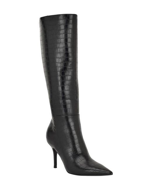 Guess Black Gressa Knee High Pointed Toe Boot