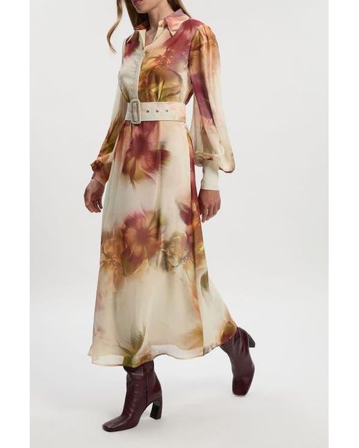 Karen Millen Natural Belted Woven Shirt Dress