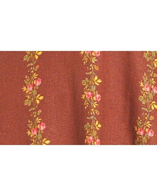 Wayf Multicolor Fern Floral Linen Blend Midi Dress