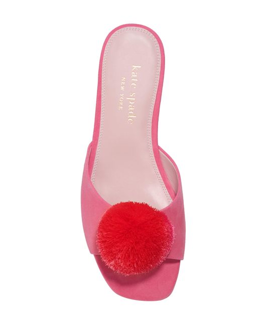 Kate Spade Amour Pom Slide Sandal in Pink | Lyst