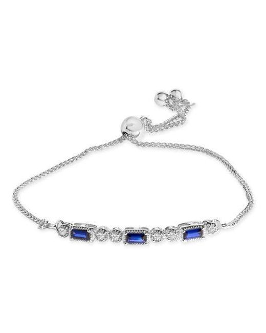 Haus of Brilliance Blue 925 Sterling Created Sapphire And Sapphire Bolo Bracelet