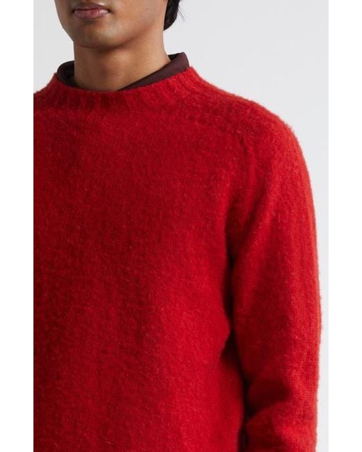 Sunspel Red Brushed Shetland Wool Sweater for men