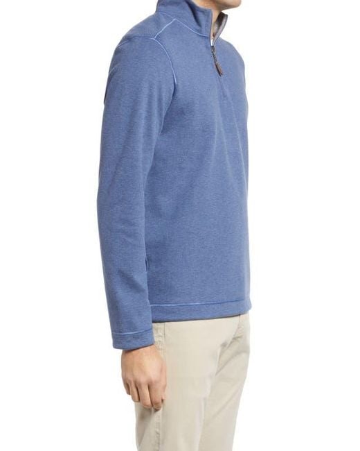 Johnston & Murphy Blue Reversible Quarter Zip Pullover for men