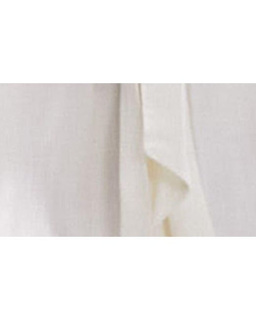 TOPSHOP White Tie Waist Long Sleeve Mini Shirtdress