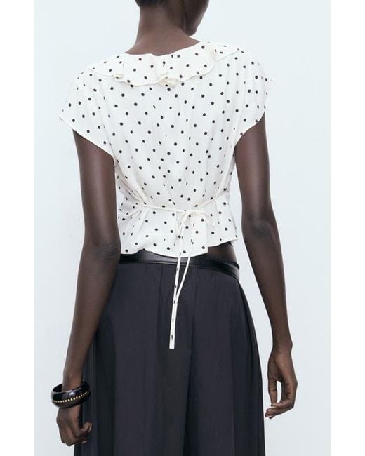 Mango Gray Kendal Ruffle Crop Top