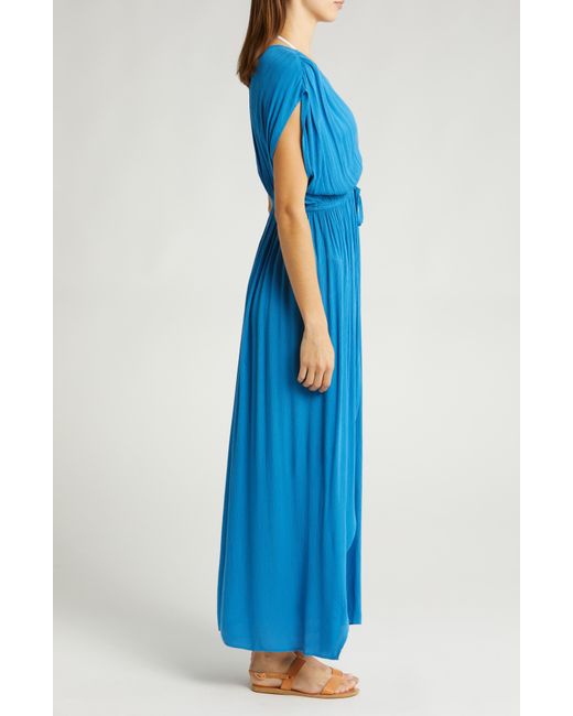 Elan Blue Wrap Maxi Cover-up Dress