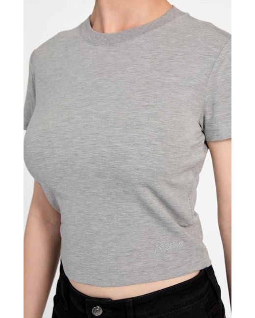 Guess Gray Basic Crop Mini Logo T-Shirt