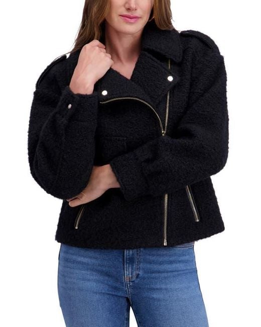 Kensie Black Bouclé Moto Jacket