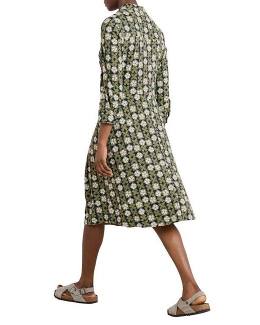 Seasalt Cornwall Green Cudden Print Organic Cotton Blend Midi Dress
