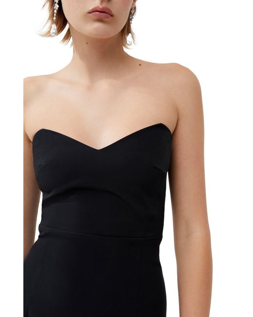 French Connection Black Echo Strapless Crepe Cocktail Dress