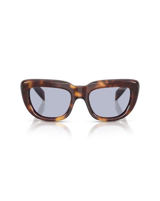 Prada Brown 53Mm Rectangular Sunglasses
