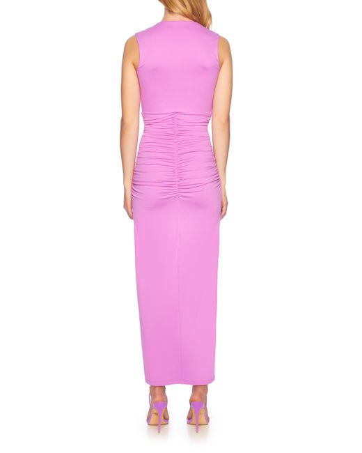 Susana Monaco Pink Tie Front Gathered Sleeveless Midi Dress