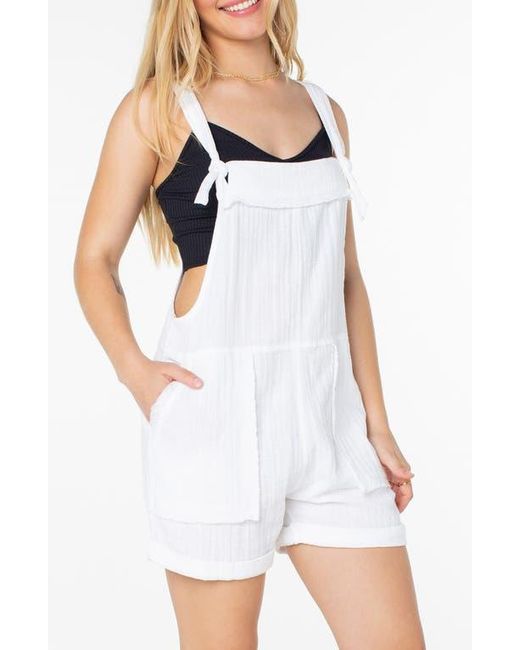 Roxy White Sundown Dive Cotton Gauze Short Overalls