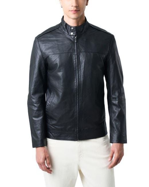 Velez Blue Bosa Leather Jacket Semi-Loose Fit for men
