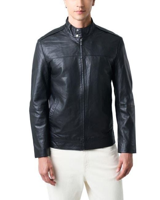Velez Blue Bosa Leather Jacket Semi-Loose Fit for men