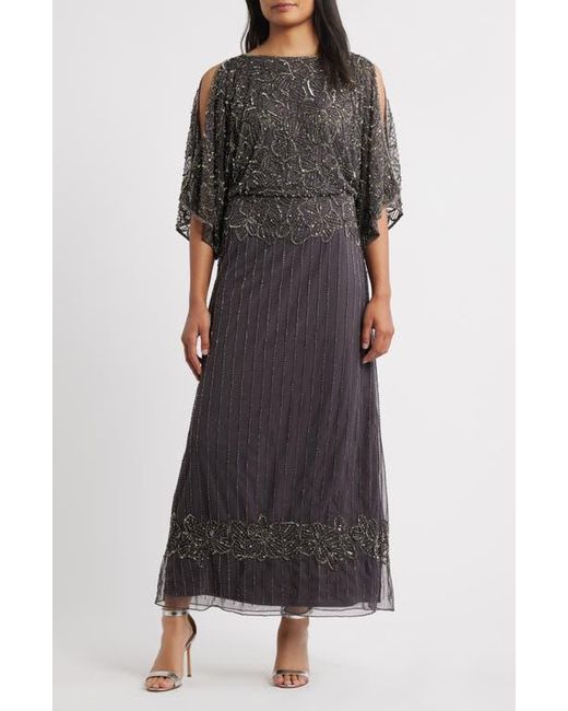 Pisarro Nights Black Beaded Cold Shoulder Gown