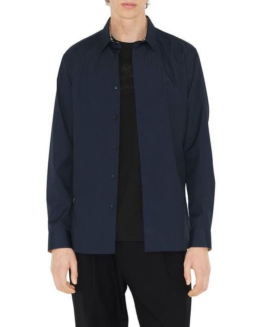 Burberry Blue Sherfield Equestrian Knight Stretch Cotton Button-Up Shirt for men