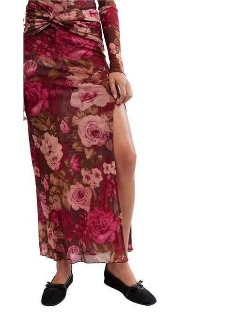 Free People Red Gianni Long Sleeve Stretch Mesh Body-Con Dress