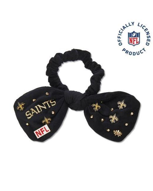 Lele Sadoughi Black New Orleans Saints Bow Scrunchie