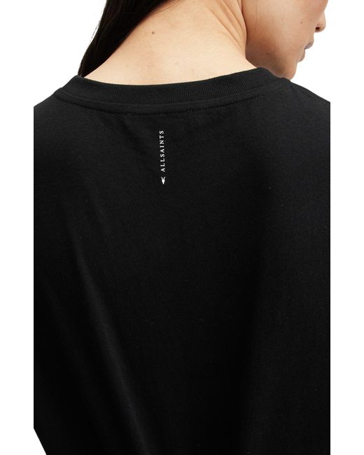 AllSaints Black Mallinson Twist Hem Crop T-shirt
