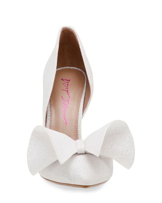Betsey Johnson White Nobble Half D'orsay Pointed Toe Pump