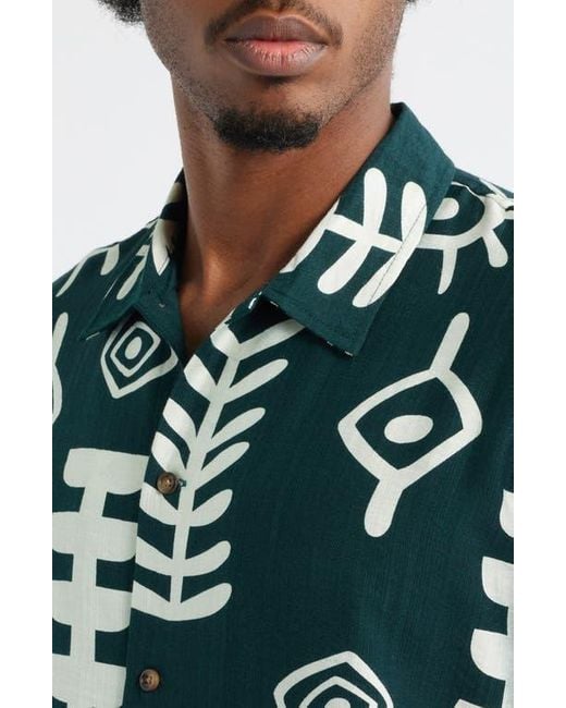 RIZORT Green Mason Abstract Print Button-Up Shirt for men