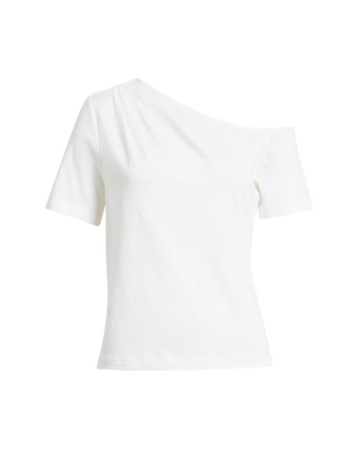Nation Ltd White Randa Draped One-shoulder Cotton Top