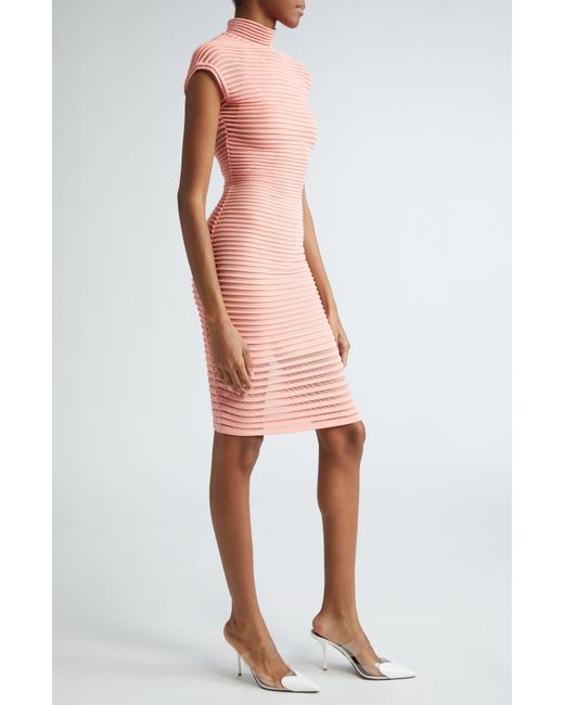 Alaïa Pink Transparent Stripe Back Cutout Dress