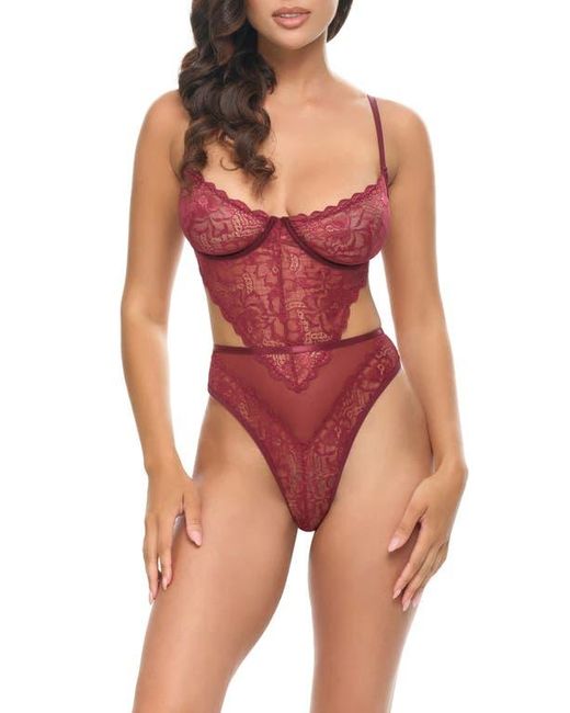 Oh La La Cheri Red Quinn Floral Lace Teddy