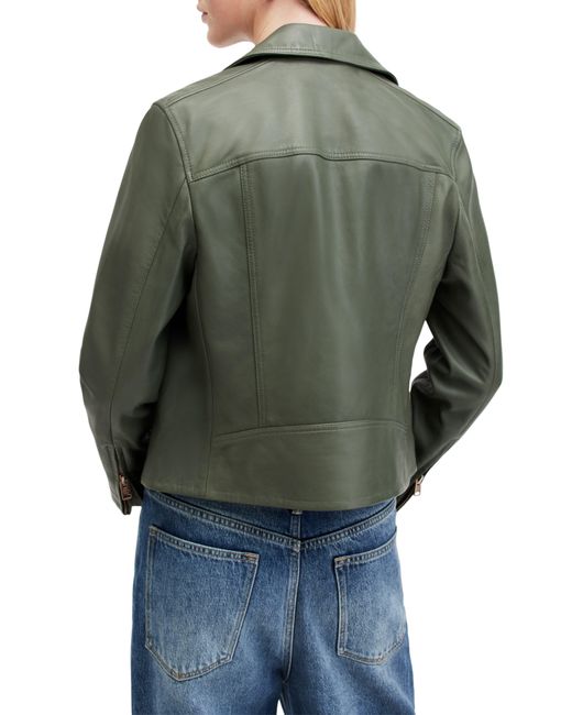 AllSaints Gray Dalby Leather Moto Jacket