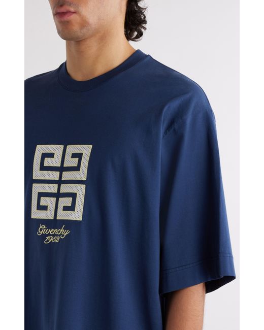 Givenchy Blue New Studio Fit Oversize Logo Graphic T-shirt for men
