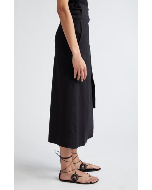 Rohe Black Linen Blend Wrap Skirt