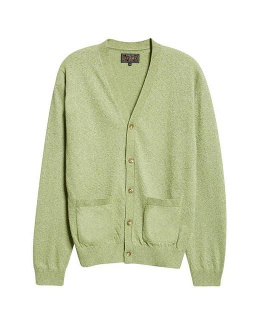 Beams Plus Green Bouclé Cardigan for men