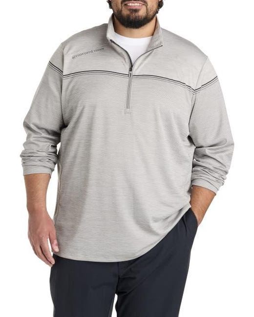 Vineyard Vines Gray Big & Tall Sankaty Stripe 1/4-Zip Pullover for men