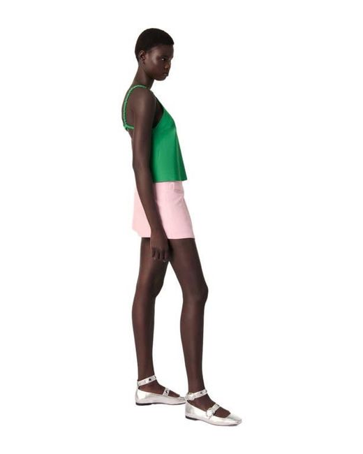 Maje Green Layered-Effect Suit Shorts