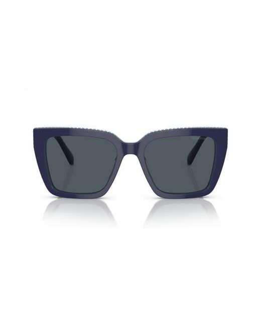 Swarovski Blue 54Mm Square Sunglasses