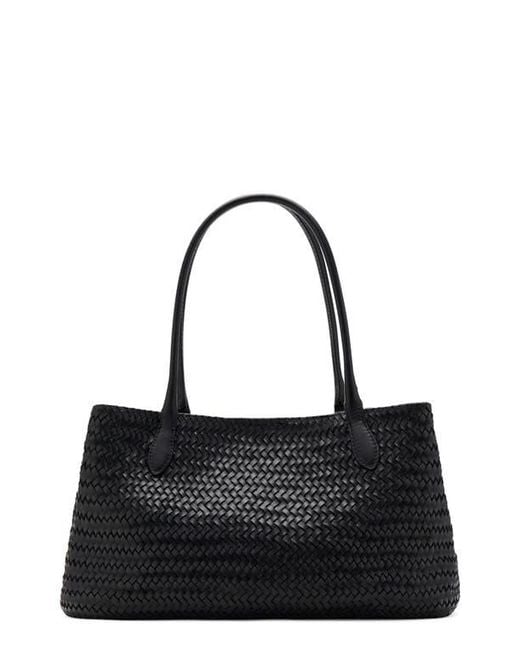 Mango Black Braided Leather Shoulder Bag
