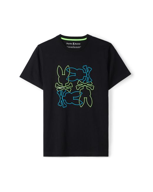 Psycho Bunny Black Rodman Pima Cotton Graphic T-shirt for men